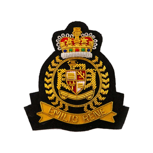 Custom Embroidered Patch <b>Sew</b>-<b>On</b> Irregular Shape Fabric <b>Badge</b> With Crown And Shield Design - Product Image 1