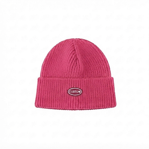 Vente en gros DROGEN EXPORT Bonnet d'hiver unisexe personnalisé magenta en acrylique style Dobby avec motif lettres imprimé lumineux/pailleté séchage rapide - Product Image 1
