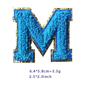 Patchs brodés en chenille thermocollants pour vêtements, avec logo 3D en sergé et grandes lettres, pour la vente en gros - Product Image 2