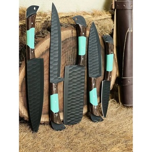 Juego de Cuchillos de Chef Profesionales de Acero al Carbono de 5 Piezas, Hechos a Mano por Ahmad Fabric, Mango de Resina, Funda de Cuero, Diseño Moderno, Personalizable - Product Image 2