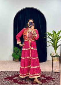 Modern Purple Embroidered Dot Pattern Full Sleeve <b>Short</b> Top Knee-Length Cotton Lehenga Choli One <b>Set</b> <b>Women</b> Reversible Embossed - Product Image 4
