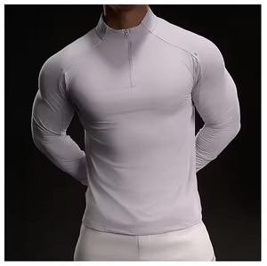 Fabricant de vêtements de sport personnalisés, t-shirt de compression fitness, coton premium, polyester, élasthanne, broderie, impression, OEM, ODM, faible MOQ - Product Image 1
