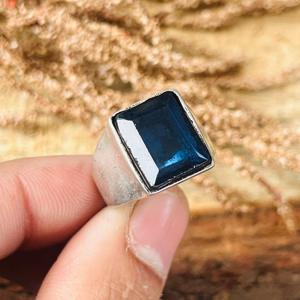 Vintage Geometric Signet <b>Ring</b> 925 Sterling <b>Silver</b> Topaz <b>ring</b> for <b>Men</b> - Product Image 4
