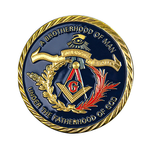 Moneda de desafío masónica personalizada, chapada en oro, con esmalte suave, pin de solapa de metal, moneda conmemorativa masónica, fabricante OEM - Product Image 1