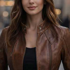 Women's Winter Genuine Leather Quilted Puffer Jacket Breathable & Waterproof Regular Length Outerwear - Product Image 2