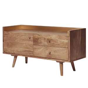 Meuble de rangement en teck massif de style mi-siècle, couleur brun clair – Design moderne, taille personnalisable. - Product Image 3