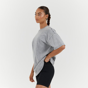 Oem Wholesale Loose Fit Women Acid Wash T-<b>Shirt</b> Casual Jersey Gray Oversized T-<b>Shirt</b> Embroidery For Men Women Plus Size T-<b>Shirt</b> - Product Image 3