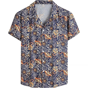 เสื้อเชิ้ตฮาวายผู้ชายสีสันสดใสสไตล์เรโทร แขนสั้น ติดกระดุมสองแถว ผลิตจากผ้าซาตินแห้งเร็ว เป็นมิตรกับสิ่งแวดล้อม - Product Image 4