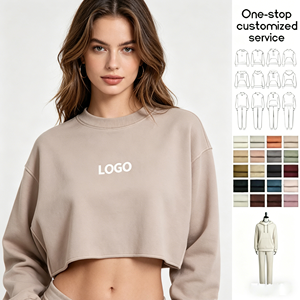 <b>Women's</b> Navy <b>Blue</b> Crew Neck <b>Fleece</b> Sweatshirt 100% Cotton Quick Dry Drop Shoulder Full Sleeve Streetwear Pullover Top - Product Image 5