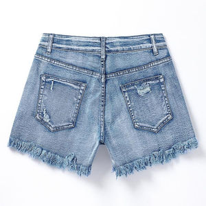 Shorts en jean pour femme, style rétro classique, taille haute, bleu, respirant, streetwear décontracté, vente en gros OEM - Product Image 4