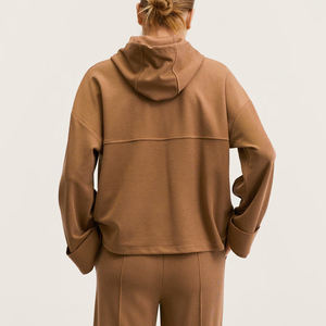 Conjunto de Sudadera con Capucha de Algodón Grueso Personalizado para Mujer y Pantalones Jogger Apilados, Transpirable, Sudaderas con Capucha para Mujer - Product Image 2