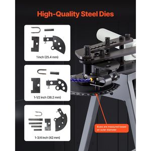 Machine à cintrer les tuyaux mobile 750W avec cylindre hydraulique 6L et 3 matrices – Équipement électrique de cintrage de tubes - Product Image 6