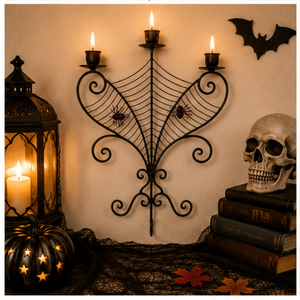 Candelabro Gótico de Telaraña para Halloween, de Hierro Negro, con 3 Brazos, Portavelas Metálico para Decoración de Mesa en Fiestas Espeluznantes, Venta al Por Mayor - Product Image 4