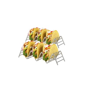 <b>Black</b> Stainless Steel Taco Holder Stand Heavy Duty Metal Taco Rack Tray Dishwasher Safe Food Grade For Restaurant Home Party - Product Image 4