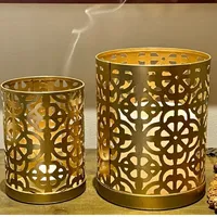 Portavelas Metálico en Forma de Estrella Dorada para Decoración Navideña, Resistente al Calor