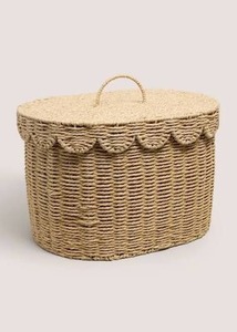 Handmade Scalloped <b>Basket</b> Natural Woven Water Hyacinth <b>Basket</b> Home Organization Seagrass <b>Laundry</b> <b>Basket</b> Made in Vietnam - Product Image 2