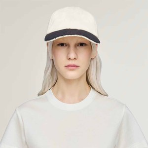 Unisex White Baseball Cap With Black Contrast Trim 6-Panel Fitted Cotton Canvas Casual Hat For Adults - Product Image 1