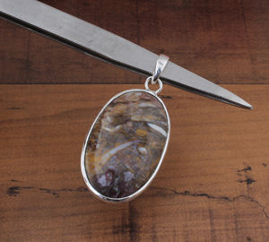 Colgante de Jaspe Natural, Plata de Ley 925, Chapado en Platino, Engaste Vintage, Joyería Hecha a Mano, Collar Unisex, Venta al por Mayor - Product Image 2