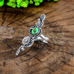 Sonoran Gold Turquoise Snack <b>Ring</b> 925 Sterling <b>Silver</b> <b>Statement</b> <b>Ring</b> Boho Western Style Jewelry - Product Image 6