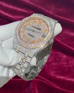 Montre de luxe pour homme en acier inoxydable avec mouvement mécanique ETA, sertie de moissanite VVS1 style Hip Hop, livrée avec boîte - Product Image 4