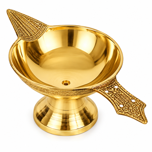 Handcrafted Brass Arti Diya Traditional Ghee <b>Oil</b> <b>Lamp</b> Akhand Jyot Puja <b>Lamp</b> Decorative Brass Prayer Light Home Temple - Product Image 1