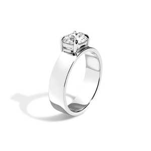 1 Carat Elongated Octagon Brilliant Lab Grown Diamond Engagement <b>Rings</b> Custom 14K 18K Solid Gold Offset Claw Set 5mm Wide Bands - Product Image 3