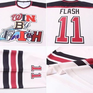 Camiseta de Hockey Personalizada en Crema, Carmesí y Negro, Uniformes de Equipo Sublimados, Camiseta de Hockey sobre Hielo Transpirable de Malla, Ropa Deportiva de Entrenamiento - Product Image 3