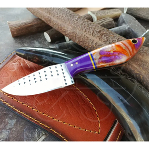Handmade Farrier Rasp <b>Kitchen</b> Knife with Resin Handle & Leather Sheath - Product Image 2