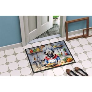 Pug the Chef <b>Doormat</b> Non-Slip <b>Washable</b> Low Pile Indoor/Outdoor Entryway Rug 24H X 36W Front Door Mat - Product Image 4