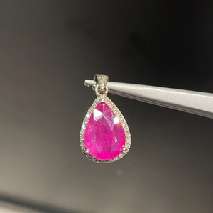 Pendentif Goutte de Rubis en Argent Sterling, Pierre de Naissance de Juillet, Bijoux pour Femme - Product Image 1