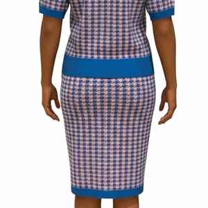 Ensemble 2 pièces en tricot pied-de-poule pour femmes Jack and Jill, haut à manches courtes et jupe crayon, tenue décontractée assortie, logo personnalisé, vente en gros - Product Image 6