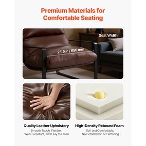 Poltrona Moderna in Pelle PU con Braccioli Imbottiti, Morbida Imbottitura in Schiuma e Robusta Struttura in Metallo per Centri Commerciali o Hotel - Product Image 4