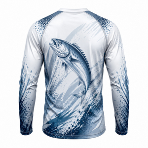 เสื้อตกปลาแขนยาวสำหรับผู้ชาย ระบายอากาศได้ดี UPF 50 ดีไซน์แบบซับลิเมชั่น แห้งเร็ว ผลิตจากโพลีเอสเตอร์ 100% น้ำหนัก 140 กรัม - Product Image 6