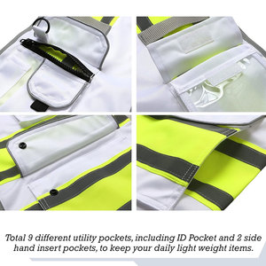 Chaleco de Seguridad Reflectante de Alta Visibilidad, Antiestático, Talla Grande, Impermeable, Resistente a Ácidos, Unisex, de Poliéster, con Bolsillos y Cierre de Cremallera - Product Image 4