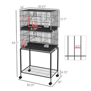 Gabbia per Uccelli Doppia Impilabile su Ruote con Supporto per Canarini - Categoria Prodotti: Cappotti da Donna - Product Image 3