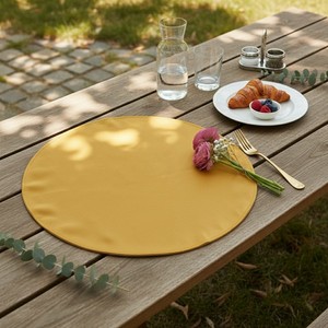Premium Yellow Cotton Round <b>Placemat</b> Handmade <b>Dining</b> <b>Table</b> Mat for Home Hotel Restaurant and Kitchen Decor Fully Customisable - Product Image 1