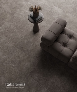 กระเบื้องพอร์ซเลนลายหินอ่อนเทียม Elysian Travertini Cross Cut Anthracite ระดับพรีเมียม สีดำเข้ม - Product Image 1