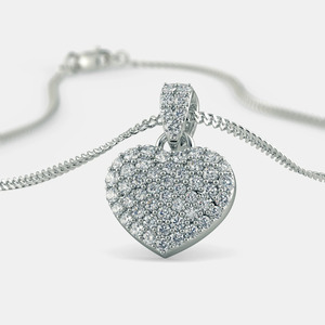Collier pendentif en or blanc avec cœur de diamants de laboratoire - Product Image 4