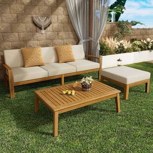 Set Divano Sezionale a L Grenada in 3 Pezzi in Acacia - Collezione Arredamento Esterno Durevole - Product Image 2