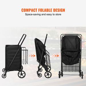 Carrello della spesa pieghevole per carichi pesanti da 210 libbre con rivestimento impermeabile rimovibile e doppio cestello (360 S) - Product Image 5