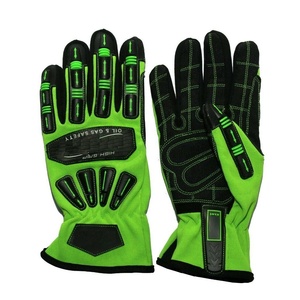 Guantes de cuero de alta visibilidad personalizados para campos petrolíferos Guantes de seguridad resistentes a llamas e impactos para guantes de extracción de petróleo y gas - Product Image 1