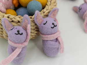Wholesale Handmade Wool Felt Purple Easter Bunny for Garland, Hanging Ornament and Seasonal Decor - Product Image 4