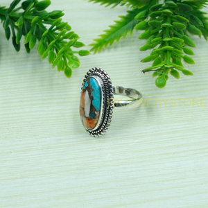 Anillo de Plata de Ley 925 con Gema de Turquesa de Ostra Espinosa Naranja de Alta Calidad, Diseño Hecho a Mano, Anillo de Promesa, Joyería Boho, Regalo - Product Image 3