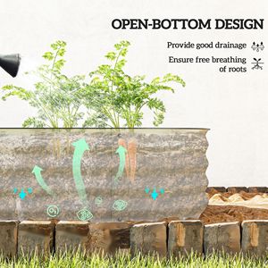 3.4FT X 2FT X 1FT Galvanized Raised Garden Bed Kit Carbon Steel <b>Planter</b> <b>Box</b> with Cream Safety Edging Rusted Finish - Product Image 5