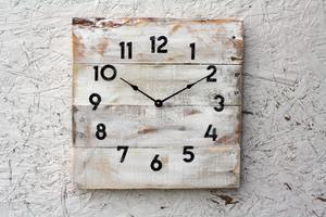 Hand Crafted Distressed white <b>wall</b> <b>clock</b>, funky modern farmhouse or coastal chic, reclaimed wood <b>decor</b> - Product Image 2
