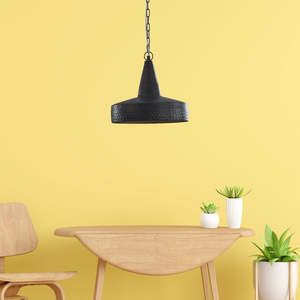 Lámpara Colgante Redonda de Metal con Diseño Martillado, Acabado Negro, para Techo, Decoración de Interiores para el Hogar - Product Image 1