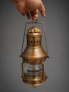Best Quality Handmade <b>Brass</b> Anchor Oil <b>Lantern</b> Nautical Fresnel Lens Lamp for Coastal Decor Home Cafe Available For Sale - Product Image 3