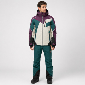 Chaqueta de Esquí para Hombre con Bloques de Color, Impermeable, con Capucha, Material Sintético 10.000 mm, Cierre de Cremallera - Product Image 4
