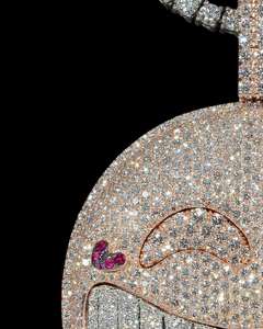 Pendentif pour homme en argent 925 plaqué or, Moissanite VVS, style Iced, avec chaîne tennis bicolore, de luxe pour le visage - Product Image 3