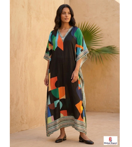 <b>Summer</b> Printed <b>Kaftan</b> Dress Women Loose Fit Comfortable Wear Lightweight Fabric Island Style Bulk Supply - Product Image 1